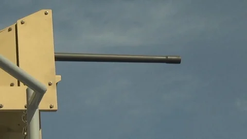 Machine gun being fired from U.S. Army LSV5 Maj Gen Charles P Gross Stock Footage 104855415