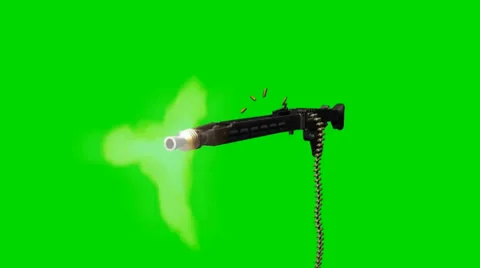 Machine gun fires - separated on green screen Stock-Footage 33795869