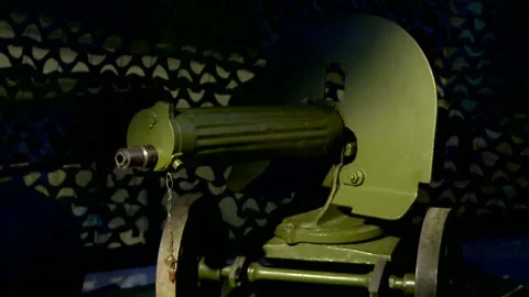 The machine gun of the First World War. The tape with cartridges. Video stock 101883408
