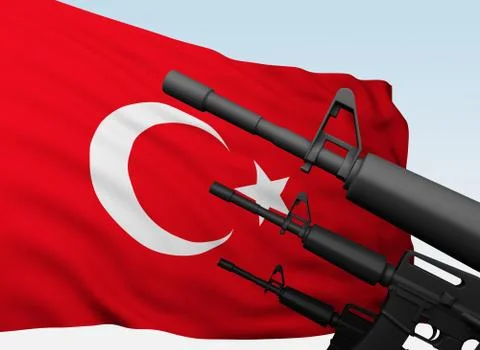 Machine gun with flag Turkey Illustrazione stock