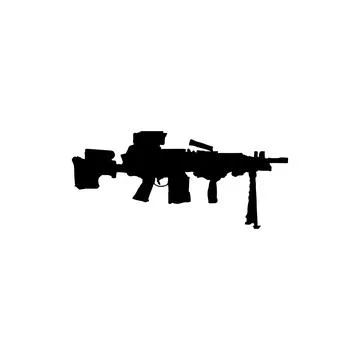Machine gun icon. Simple style no war poster background symbol. Machine gun.. Stock Illustration