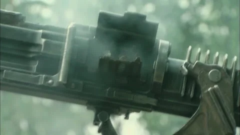Machine gun shooting slow motion Stock Footage 235280409