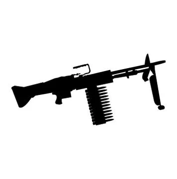 Machine gun silhouette Illustrazione stock