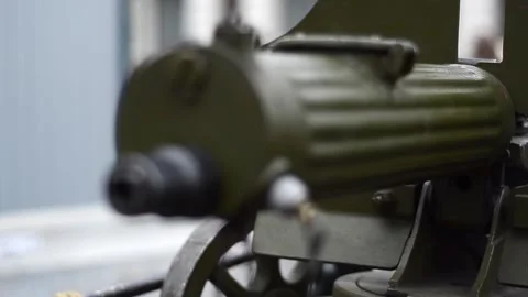 Machine gun of the times of the First and Second World War Stock-Footage 129708340