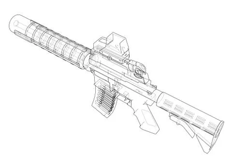 Machine Gun. Vector Stock Illustration