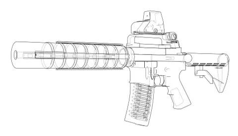 Machine Gun. Vector Stock Illustration