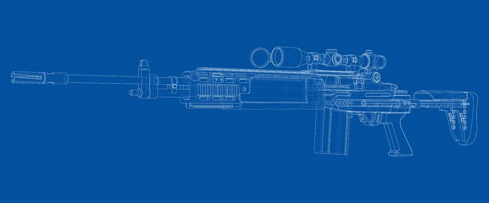 Machine Gun. Vector rendering of 3d Stock Illustration