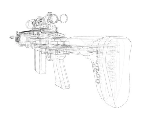 Machine Gun. Vector rendering of 3d Stock Illustration