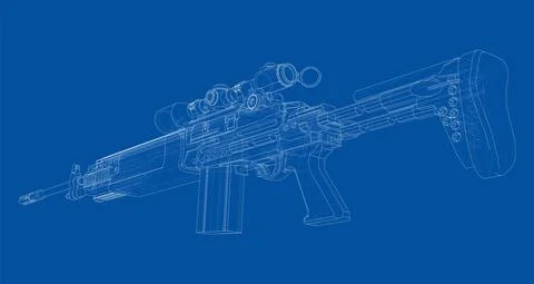 Machine Gun. Vector rendering of 3d Stock-Illustration