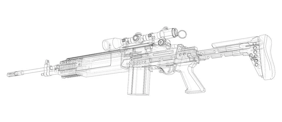 Machine Gun. Vector rendering of 3d Illustrazione stock