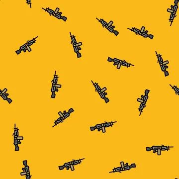 Machine gun weapon military vector seamless pattern Stock Illustration