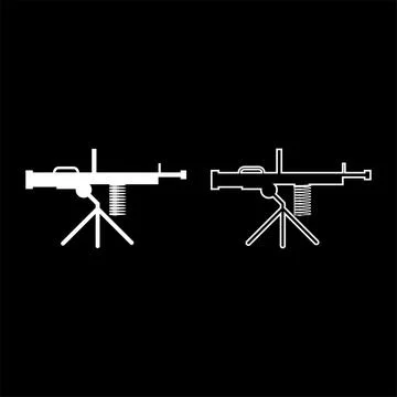 Machine-gun weapon set icon white color vector illustration image solid fil.. 스톡 일러스트