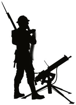 Machine gunner Stock Illustration