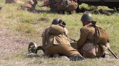 Machine gunners. Stock Footage 107866420