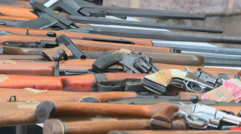 Machine guns and rifles Stock-Footage 33280307