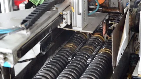 Machine for hardening metal components in a modern factory Stock Footage 94828301