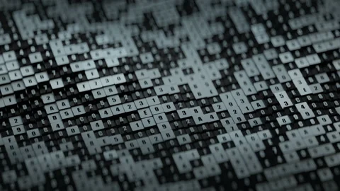Machine hexadecimal code seamless loop 3D render animation 스톡 동영상 158914893