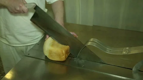 Machine, huge knife for cutting bread, Stock Footage 32864267