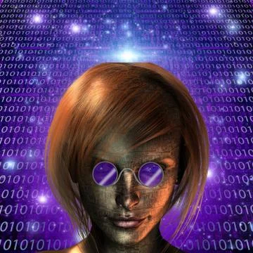 Machine human girl 库存插图
