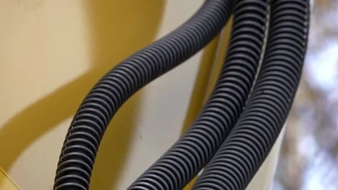 Machine hydraulic pipes Stock Footage 144786362