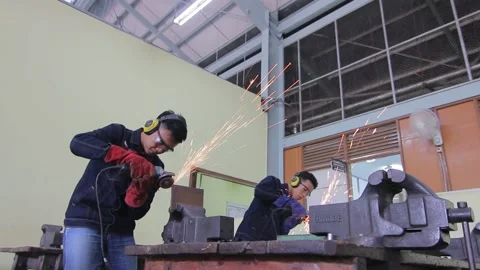 Machine Industrial Work_ Grinding Machine Stock Footage 209427023