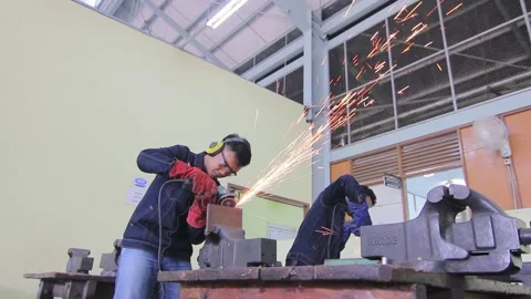 Machine Industrial Work_ Grinding Machine Stock Footage 209427102