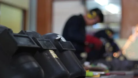 Machine Industrial Work_Grinding Machine Stock Footage 209429042