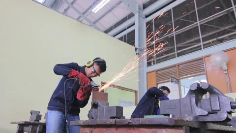 Machine Industrial Work_Welding &amp; Grinding Machine Stock Footage 232972251