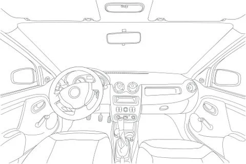 Machine inside. Interior of the vehicle. Stock Illustration