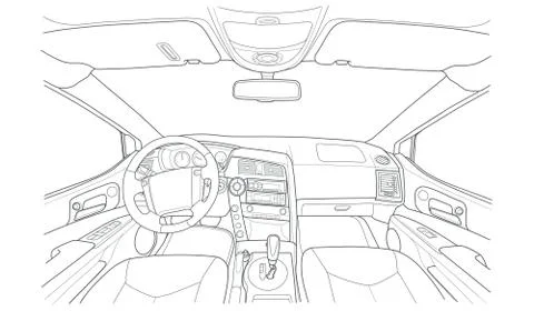 Machine inside. Interior of the vehicle. Stock Illustration