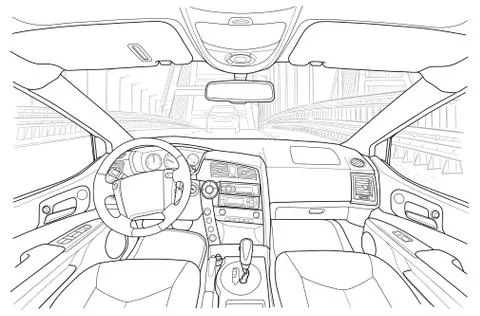 Machine inside. Interior of the vehicle. Stock Illustration