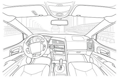 Machine inside. Interior of the vehicle. Stock Illustration