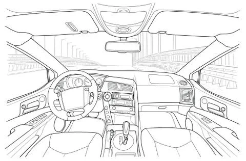 Machine inside. Interior of the vehicle. Stock Illustration