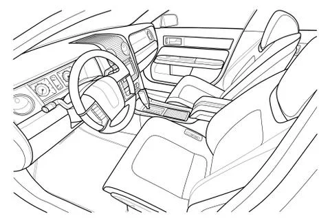 Machine inside. Interior of the vehicle. Vector Stock Illustration