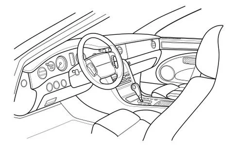 Machine inside. Interior of the vehicle. Vector Stock Illustration