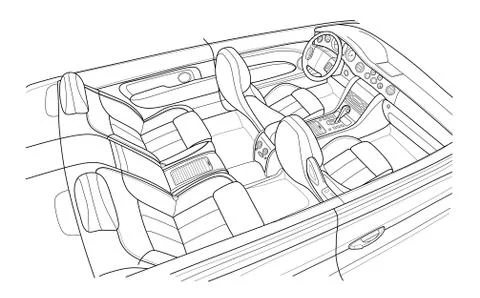 Machine inside. Interior of the vehicle. Vector Stock Illustration