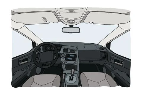 Machine inside. Interior of the vehicle. Vector Stock Illustration