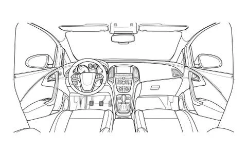 Machine inside. Interior of the vehicle. Vector Stock Illustration