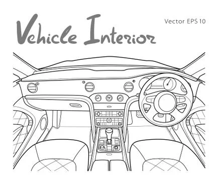 Machine inside. Interior of the vehicle. Vector Stock Illustration