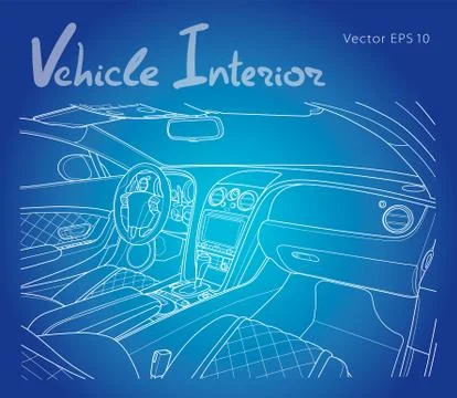 Machine inside. Interior of the vehicle. Vector Stock Illustration