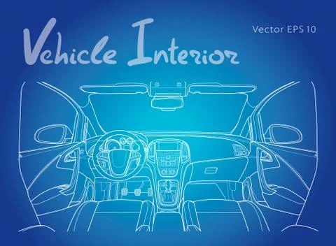 Machine inside. Interior of the vehicle. Vector Stock Illustration