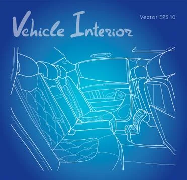 Machine inside. Interior of the vehicle. Vector Stock Illustration