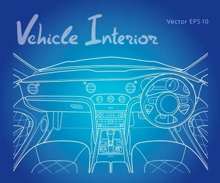 Machine inside. Interior of the vehicle. Vector Stock Illustration