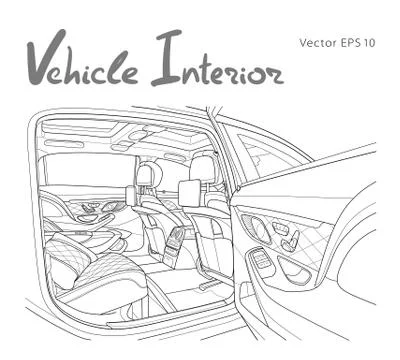 Machine inside. Interior of the vehicle. Vector Stock Illustration