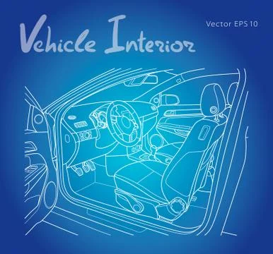 Machine inside. Interior of the vehicle. Vector Stock Illustration