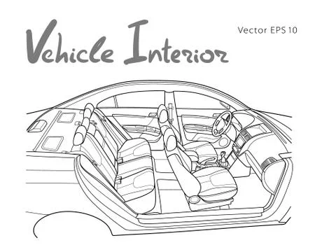 Machine inside. Interior of the vehicle. Vector Stock Illustration