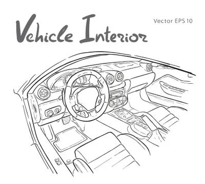 Machine inside. Interior of the vehicle. Vector Stock Illustration