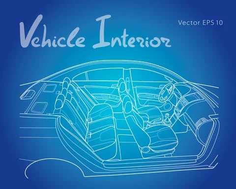 Machine inside. Interior of the vehicle. Vector Stock Illustration