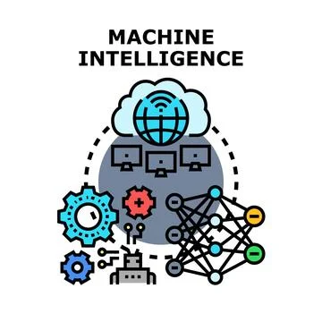 Machine intelligence concept combining computing, automation, and neural ne.. Stock Illustration