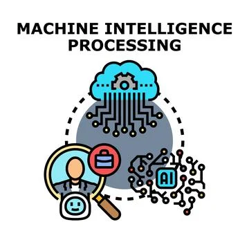 Machine intelligence processing analyzing human data Illustrazione stock